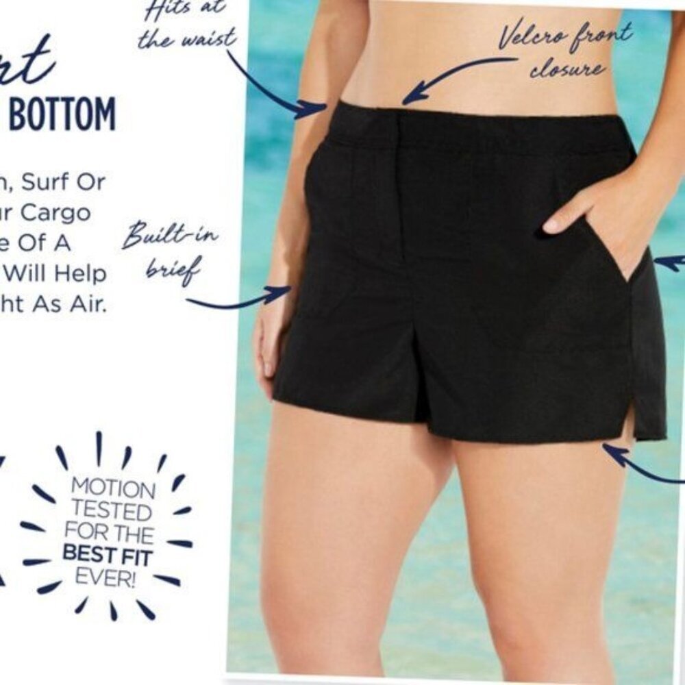 Swimsuits for All Board Short Quick Dry Swim Women's Size 38/40 XL Pull On Elsti